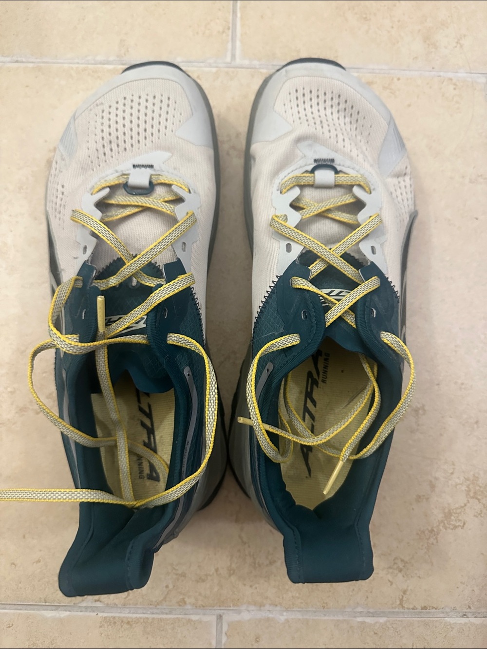 Altra Men's Running Shoes in Cream, Teal, and Yellow
